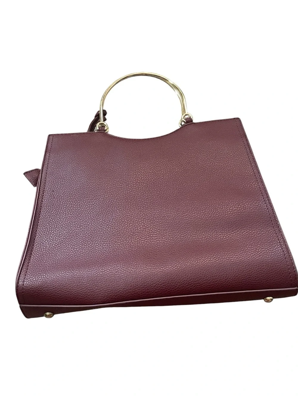 C9- Designer Leather Tote with Gold Handle - Burgundy Bebe bag